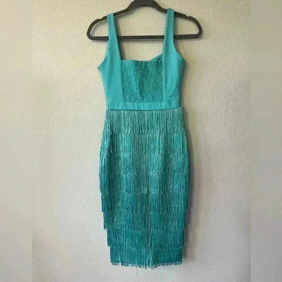 Lavish Alice Underwired Fringe Midi Dress in Aqua Women’s Size 2 NWOT - Picture 3 of 16